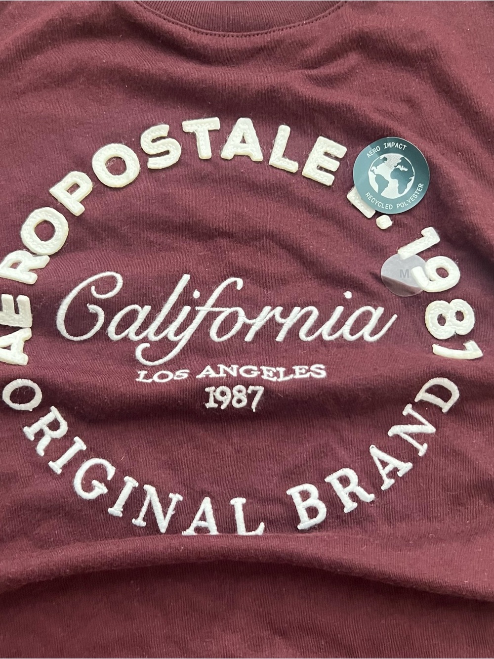Aeropostale AERO CA 1987 T-Shirt Womens Medium Burgundy Crew Neck NWT - Picture 5 of 8